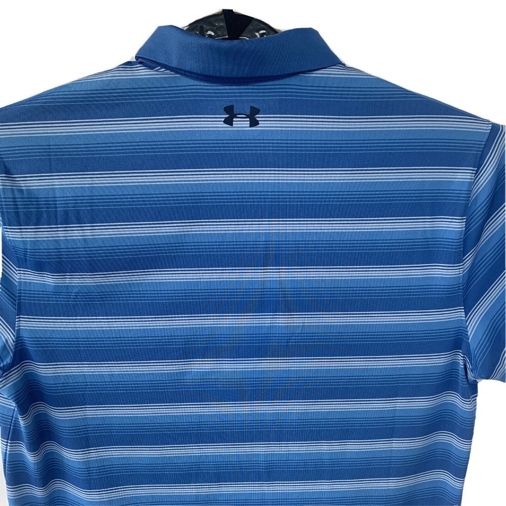Under Armour Performance Striped Blue Polo Shirt_5